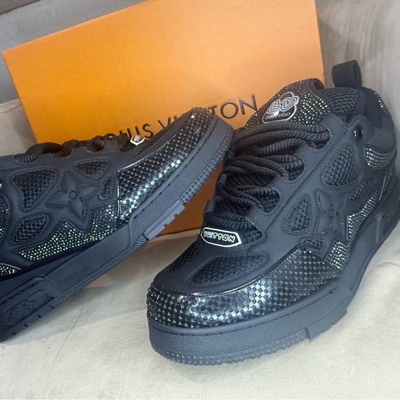 Louis Vuitton Black Textured Sneakers size 10 men fast shipping new - Picture 10 of 13